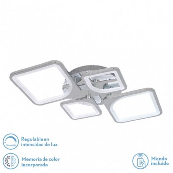 Distribuidor - Lâmpadas Diversas | Lâmpadas Modernas | PLAFON 86W 3000-4000-6500K CROMO ELARA 9X76X46 CM 11610LM REGULABLE, MEMORIA Y C. REMOTO Ref: 172684020
